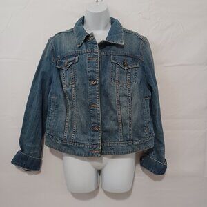 JC Penny women denim jacket medium wash short‎ sz XL western outdoors